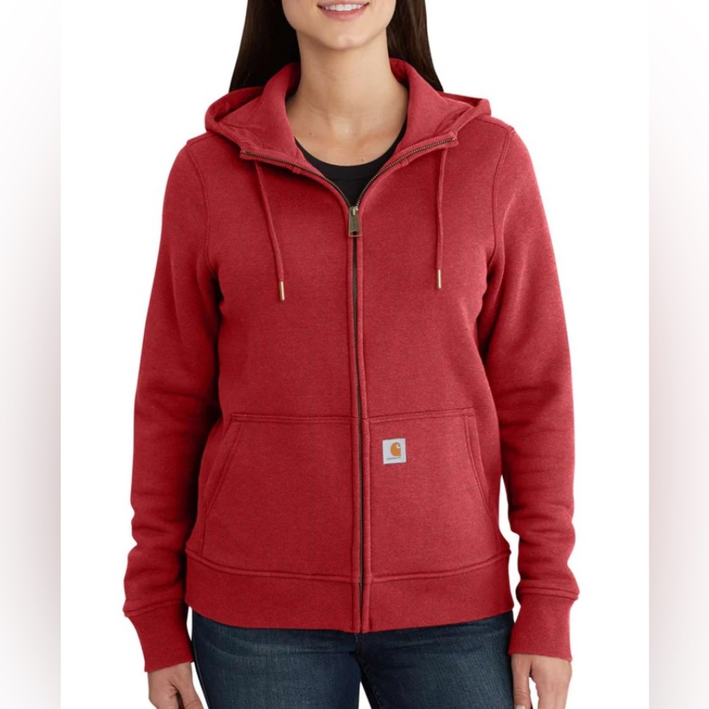Carhartt Women's Red Full-Zip Hooded Sweatshirt